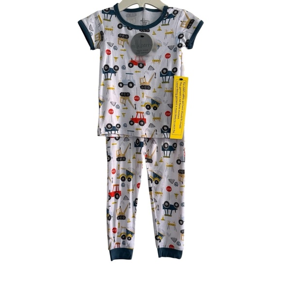 Milkberry Bamboo Pajama Set Baby Boy 24M Construction Cars NWT - Picture 1 of 4